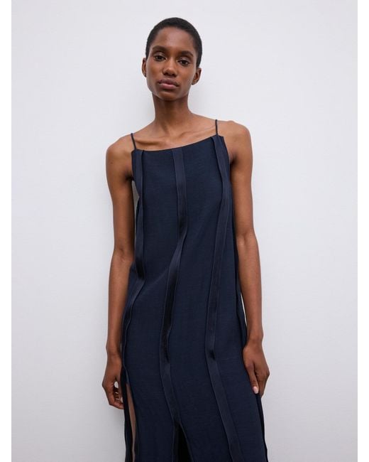 House of Dagmar Blue Striped Midi Dress