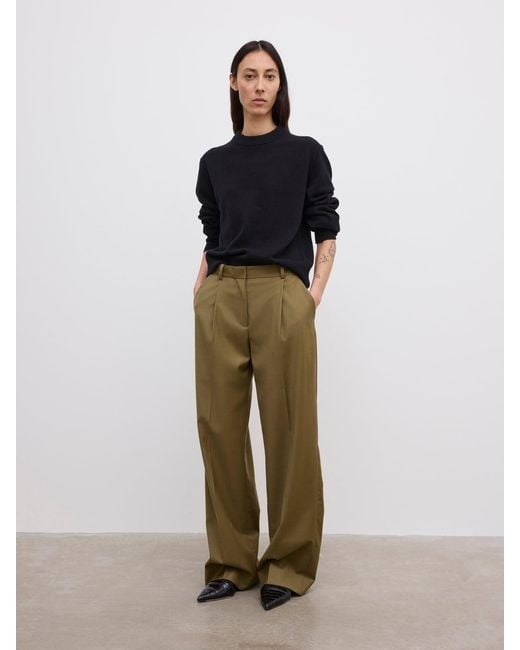 House of Dagmar Green Relaxed Wool Trousers