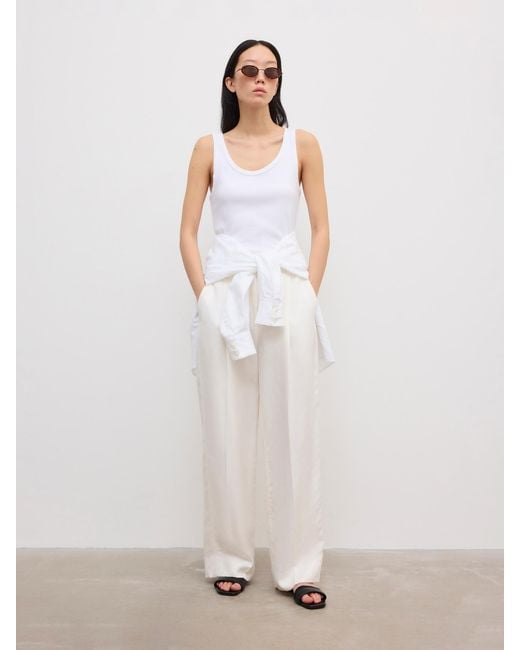 House of Dagmar White Relaxed Linen Trousers