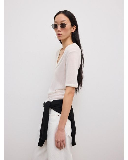 House of Dagmar White Cashmere Knit Top