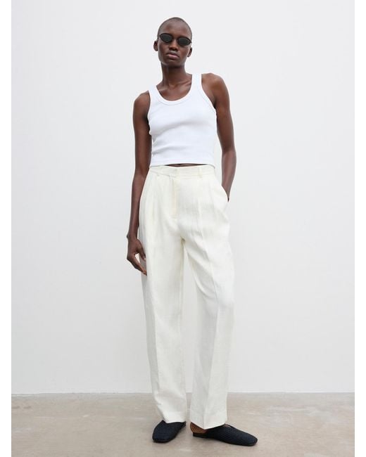 House of Dagmar White Wide Suit Trousers