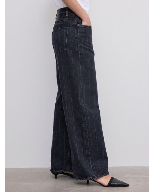 House of Dagmar White Baggy Fit Denim Pinstripe