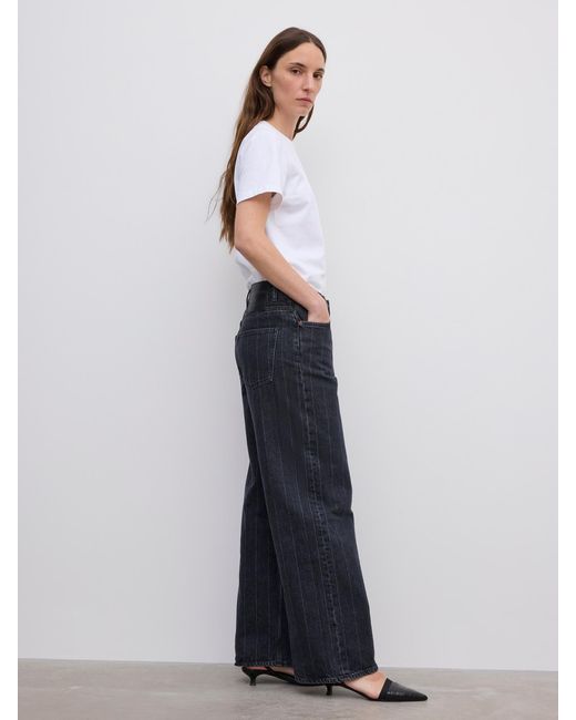 House of Dagmar White Baggy Fit Denim Pinstripe
