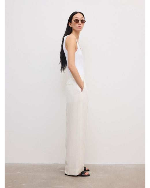 House of Dagmar White Relaxed Linen Trousers