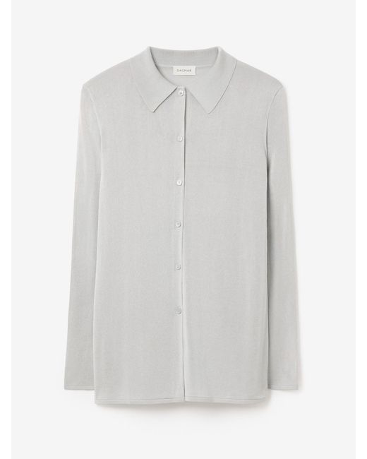House of Dagmar White Fluid Knit Shirt