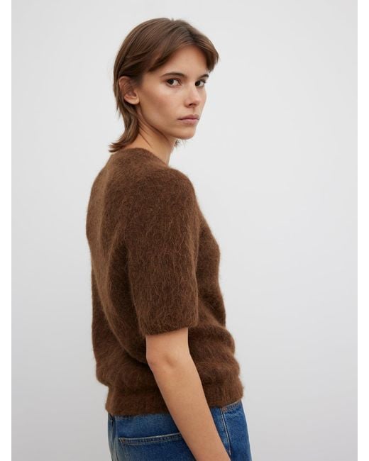 House of Dagmar Brown Brushed Alpaca Top