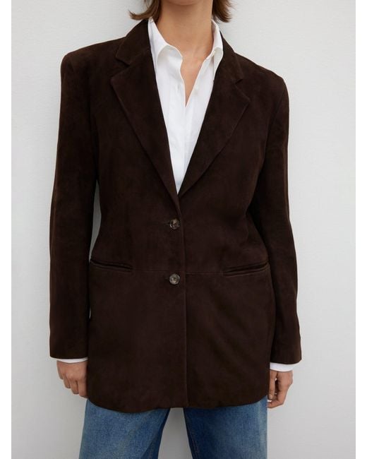 House of Dagmar White Slim Suede Blazer