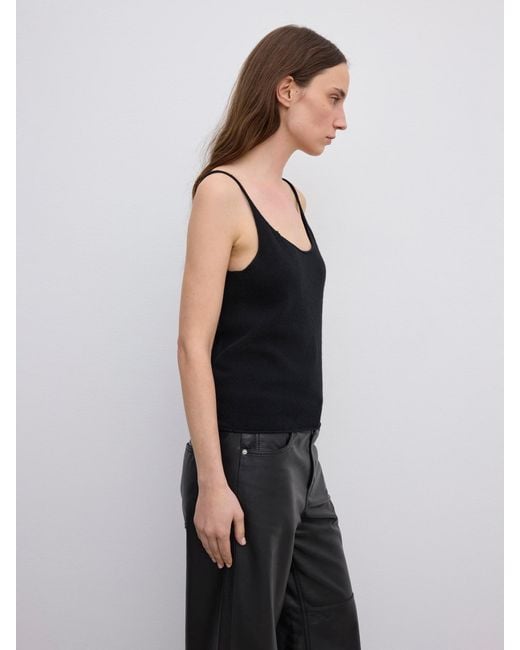 House of Dagmar Black Knitted Strap Top Cashmere Blend
