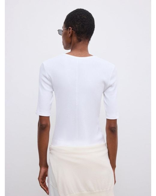 House of Dagmar White Fitted Rib T-Shirt