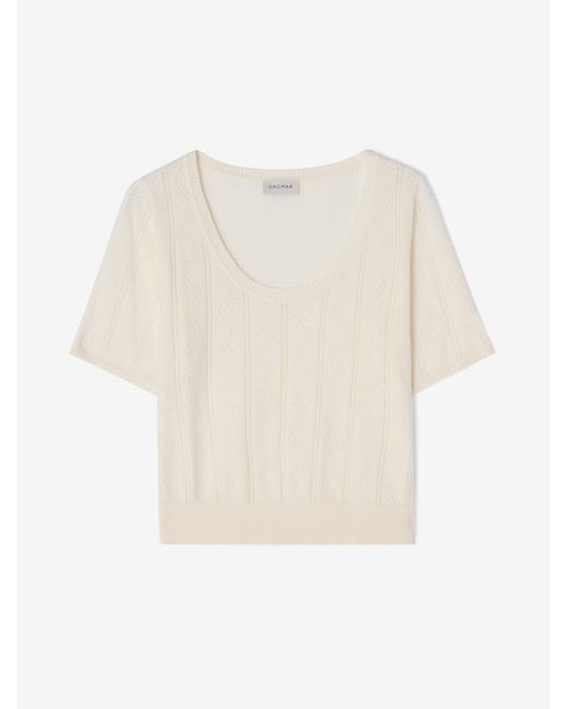 House of Dagmar Blue Pointelle Knit Top