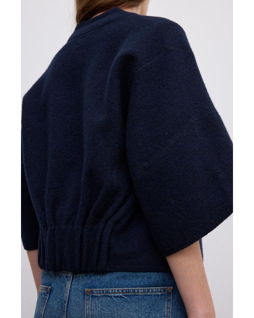 House of Dagmar Blue Short Wool Cardigan