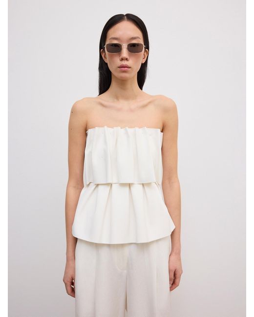 House of Dagmar White Sculpted Tube Top