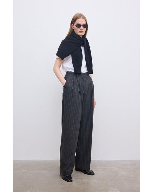 House of Dagmar Blue Relaxed Suit Trouser Pinstripe