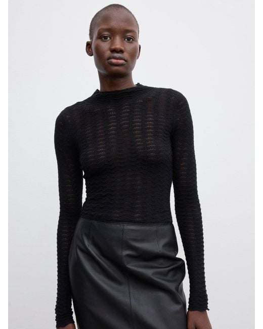House of Dagmar Black Lace Knit Top