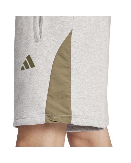 Adidas Gray Seasonal Essentials Colorblock Shorts for men
