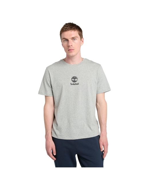 Timberland Gray Print Stack Logo Short Sleeve T-Shirt for men