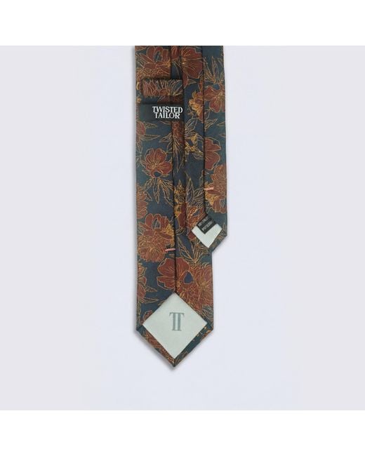 Twisted Tailor Brown Barnaby Floral Tie for men