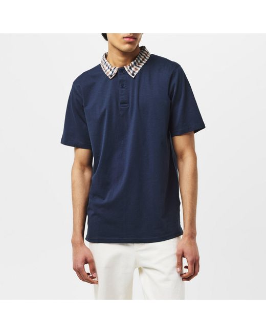 Aquascutum Blue Short Sleeve Polo Shirt for men