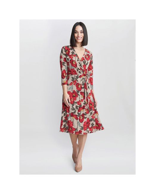 Gina Bacconi Red Cassidy Jersey Wrap Dress