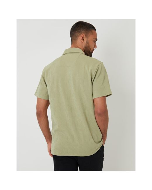Threadbare Green Darvel Short-Sleeve Patterned Shirt for men