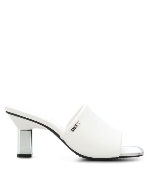 DKNY White Kaye Heeled Mule