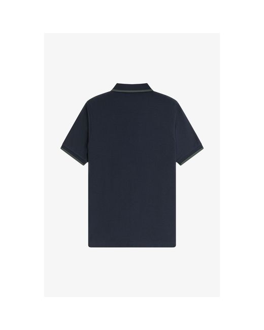 Fred Perry Blue Crepe Zipped Short-Sleeve Polo Shirt for men