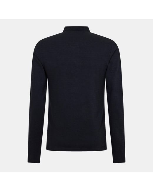 Peter Werth Black Albery Long Sleeve Polo Shirt for men