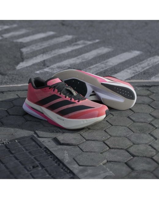 Adidas Red Adizero Boston 13 Road Running Shoes for men