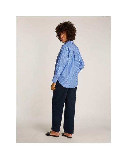 Tommy Hilfiger Blue Easy Fit Long-Sleeve Patterned Shirt