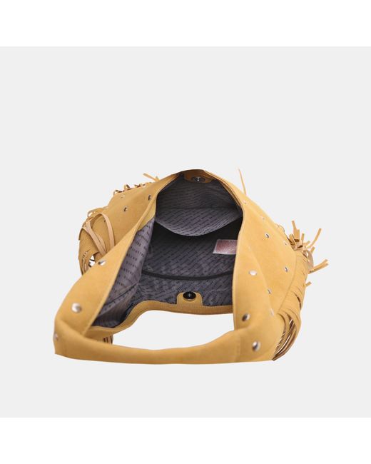 Firetrap Natural Faux Suede Fringed Hobo Bag