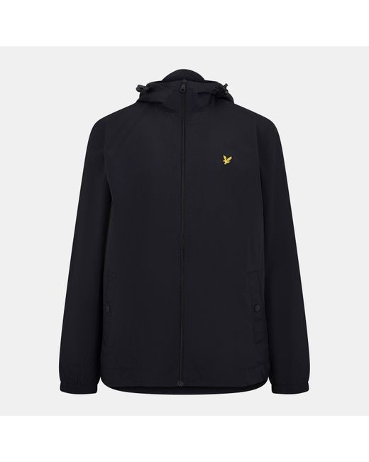 Lyle & Scott Blue Zip Through Cotton Wind Resistant Long Sleeve Hooded Rain Anorak for men