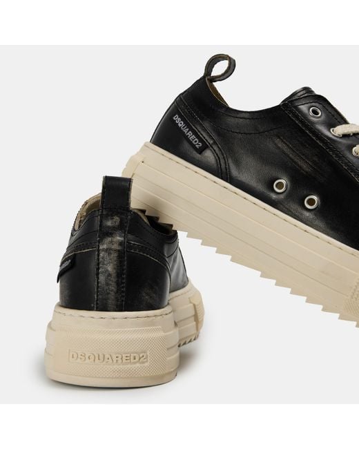 DSquared² Black Dsq Leather Berlin Low-Top Trainers for men