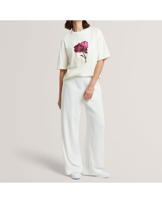 Ted Baker White Floral Graphic Soft Touch Fitted T-Shirt