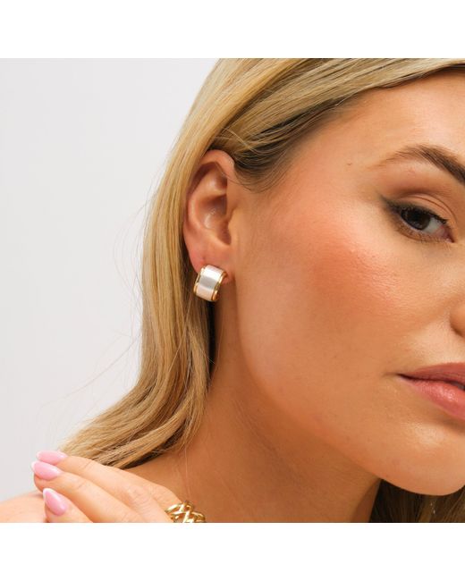 Jon Richard Metallic Two Tone Satin Hoop Earrings