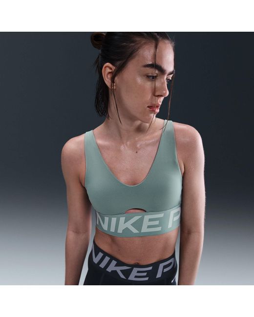 Nike Gray Indy Plunge Non Wired Medium Impact Sports Bra