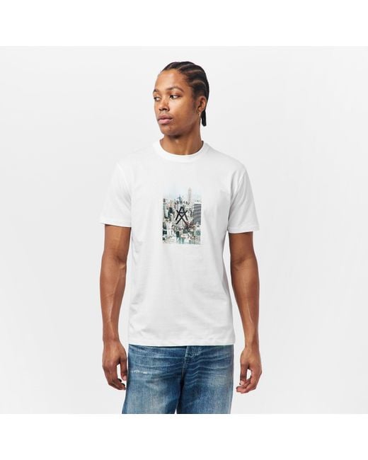 ARMANI EXCHANGE White Ax Skyline T-Shirt for men