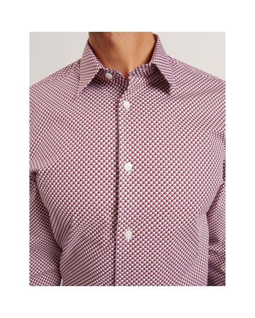 Ted Baker Purple Long Sleeve Patterned Shirt for men