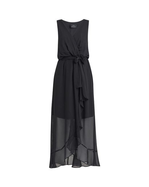 Gina Bacconi Black Imogen Sleevless Wrap Dress