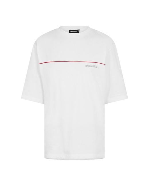 DSquared² White Dsq Line Oversized T-Shirt for men