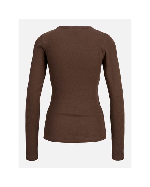 JJXX Brown Freya Rib Long Sleeve T-Shirt