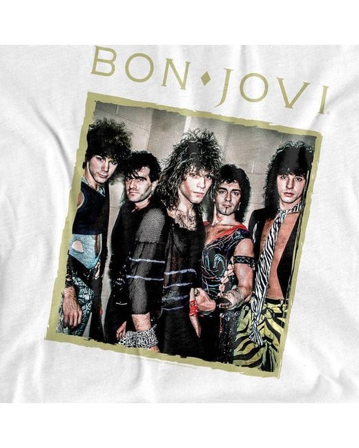 BON JOVI White Framed T Shirt for men