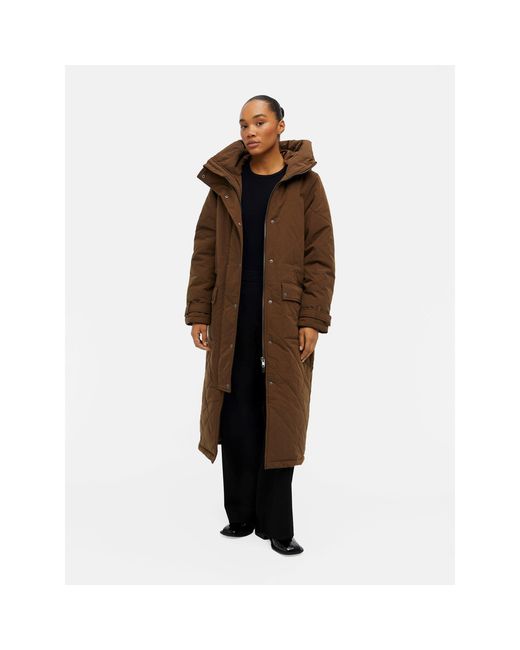 Object Brown Katie Water Resistant Long Sleeve Short Puffer Jacket