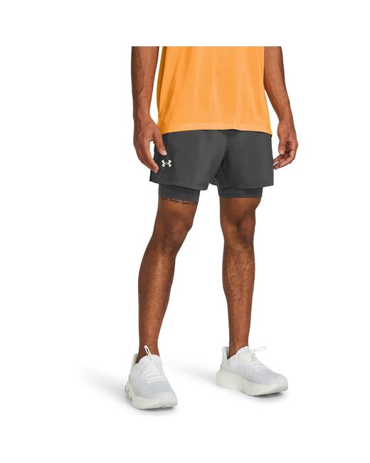 Under Armour Gray Ua Launch 2-In-1 5In Shorts for men