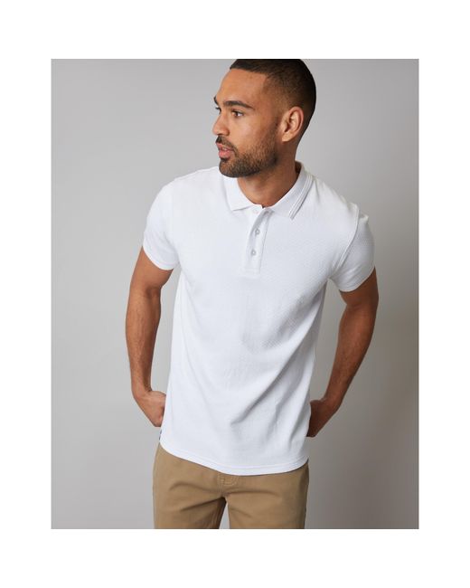 Threadbare White Rocco Short-Sleeve Polo Shirt for men