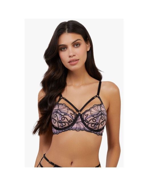 Playful Promises Black Jessie & Whip Embroidery Balc Bra