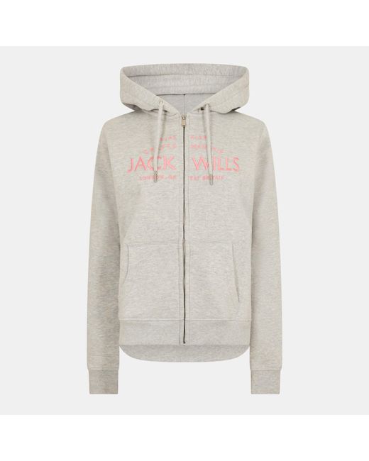 Jack Wills Gray Hunston Logo Zip Hoodie