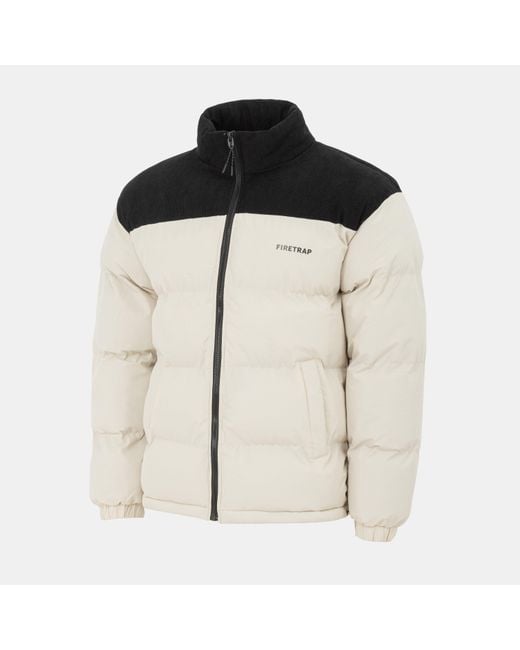 Firetrap Black Full Zip Funnel Neck Long Sleeve Puffer Jacket for men