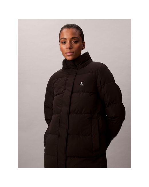 Calvin Klein Black Detachable Hood Long Sleeve Long Puffer Jacket