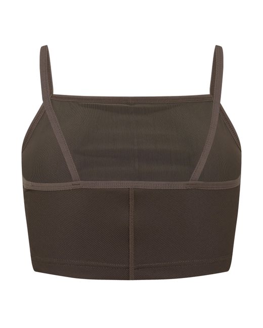 Reebok S Yoga Ribbed Crop Top Brown M