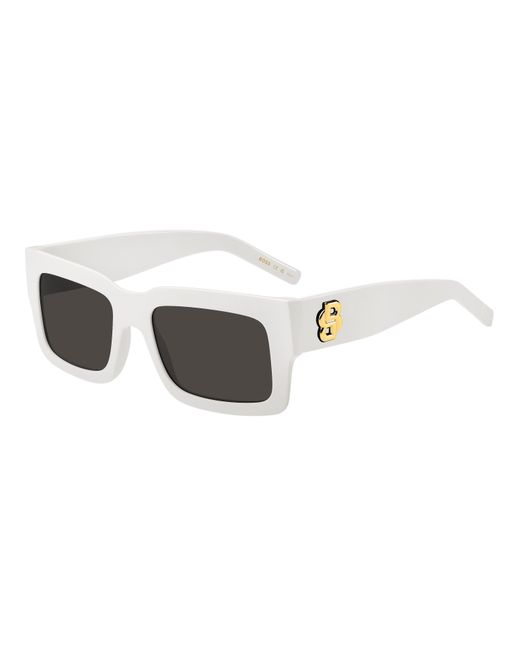 Boss White Rectangular Round Sunglasses